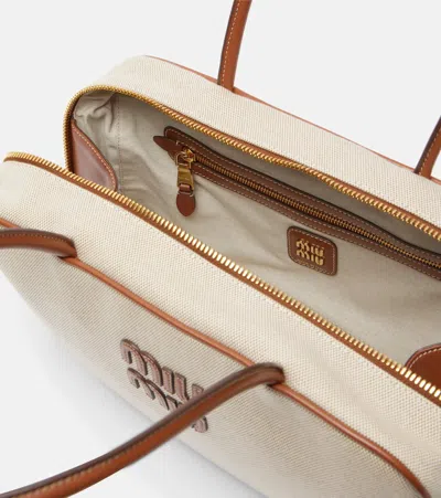 Miu Miu Beau Leather-trimmed Canvas Tote Bag