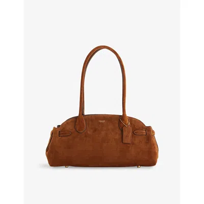 Coach Womens B4/warm Brown Empire Logo Leather-suede Shoulder Bag