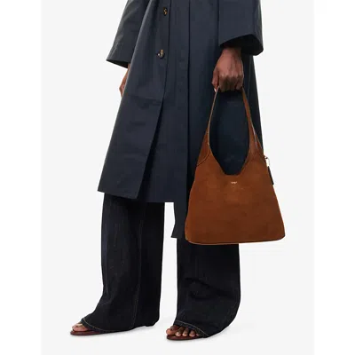 Coach Brooklyn 28 Brown With Single Shoulder Strap And Logo Lettering On The Front In Suede Woman In Brown