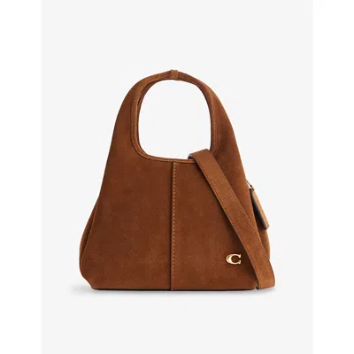 Coach Womens B4/warm Brown Lana Logo-plaque Leather-suede Shoulder Bag