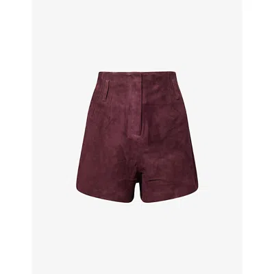 The Frankie Shop Womens Burgandy Lise Tailored Suede Shorts In Purple