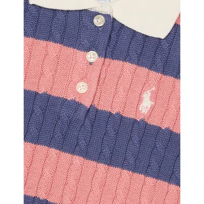 Polo Ralph Lauren Blue Multi Nevis Girls' Striped Cable-knit Cotton Dre In Blue