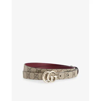 Gucci Womens B.ebony/rosso Ancora Reversible Marmont Canvas Belt