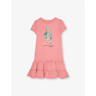 Polo Ralph Lauren Ralph Lauren Polo Bear Tiered Cotton Jersey Dress In Pink