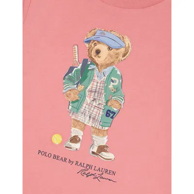 Polo Ralph Lauren Ralph Lauren Polo Bear Tiered Cotton Jersey Dress In Pink