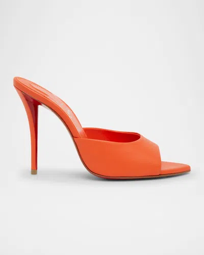 Christian Louboutin Miss Z Leather Red Sole Mule Sandals In Orange