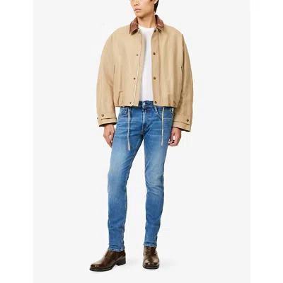 Replay Mens Medium Blue Anbass Slim-leg Denim Jeans In Blue