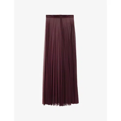 The Frankie Shop Womens Burgandy Vallen Pleated Mesh Maxi Skirt In Multi