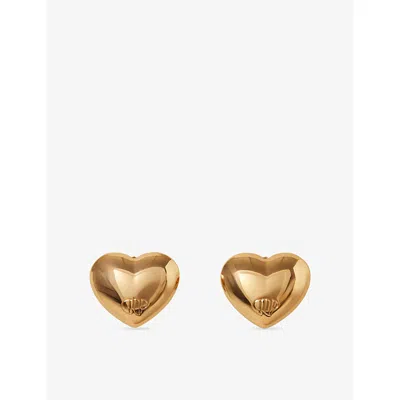 Claudie Pierlot Womens Metalliques Heart Gold-tone Brass Stud Earrings