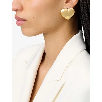 Claudie Pierlot Womens Metalliques Heart Gold-tone Brass Stud Earrings