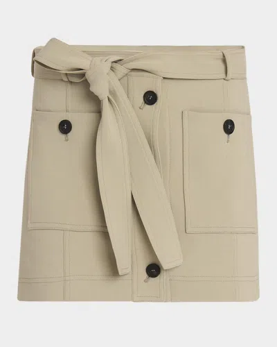 Ferragamo Belted Crepe Cotton Mini Skirt