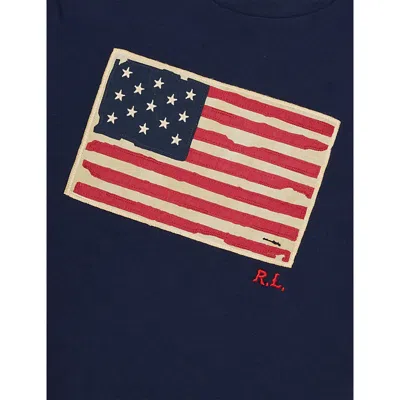 Polo Ralph Lauren Flag Cotton Jersey Tee In Blue