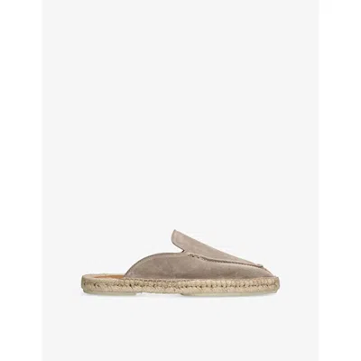 Aurélien Mens Grey/light Beachside Suede And Jute Mules ` Eur 41 / 7 Uk In Neutral