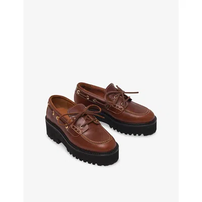 Maje Boat Shoes With Chunky Sole In Brown