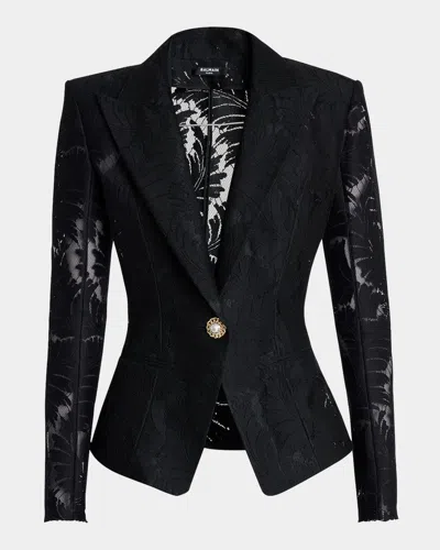 Balmain Single-breasted Fitted Lace Jacket