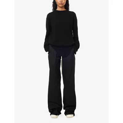 Rick Owens Mens Black Dietrich Drawstring-waist  Stretch-cotton Trousers