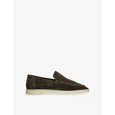 Aurélien Mens Khaki Yacht Suede Loafers In Brown