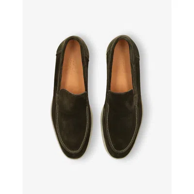 Aurélien Mens Khaki Yacht Suede Loafers In Brown
