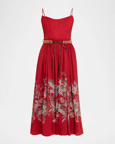 Zimmermann Rhiannon Belted Corset Midi Dress
