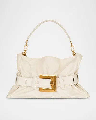 Balmain Anthem Medium Buckle Shoulder Bag In Calfskin