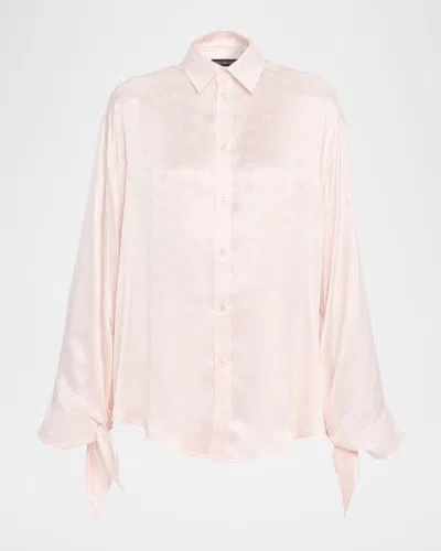 Balenciaga Knotted-cuff Silk Jacquard Button-down Blouse
