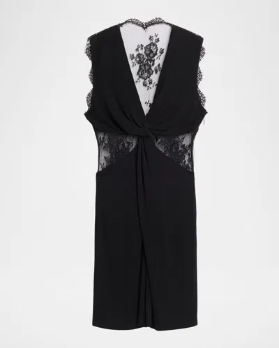 Roberto Cavalli Lace-inset Twisted Sleeveless Mini Dress