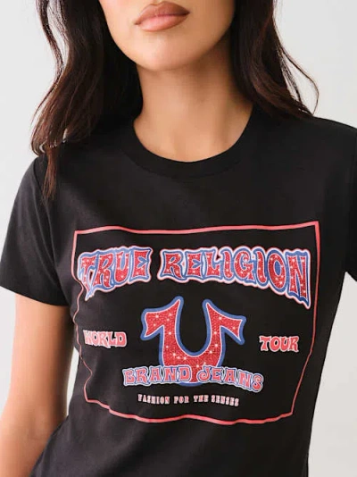 True Religion Women's Crystal Retro Horseshoe Crew T-shirt
