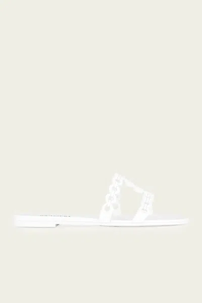 Aquazzura Infinity Chain Jelly Sandal Flat In White