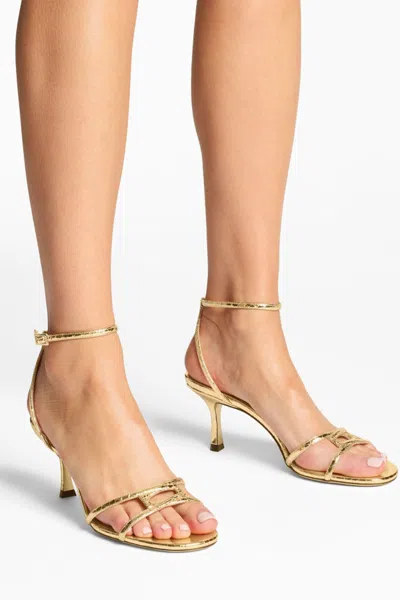 Jimmy Choo Leo 65 Candy Wrap Leather Sandals In Gold In Gold