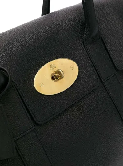 Mulberry 'bayswater' Black Handbag With Twist-lock Fastening In Grainy Leather Woman