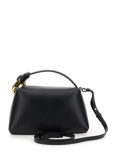 Jw Anderson 'corner' Black Handbag With Metallic Knot Detail