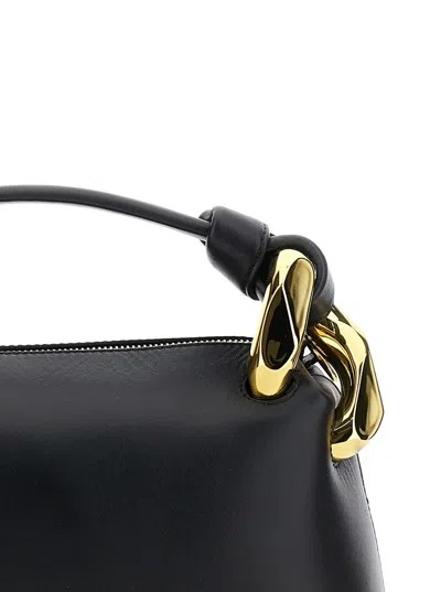 Jw Anderson 'corner' Black Handbag With Metallic Knot Detail