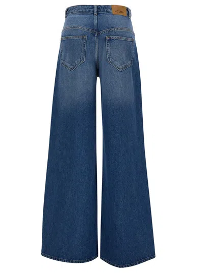 Isabel Marant 'lemony' Light Blue Flared Jeans With Logo Patch In Cotton Denim Woman