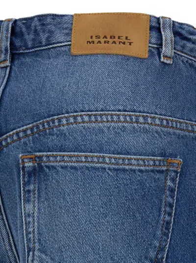 Isabel Marant 'lemony' Light Blue Flared Jeans With Logo Patch In Cotton Denim Woman
