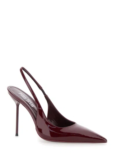 Paris Texas 'lidia' Bordeaux Slingback Mules With High Stiletto Heel And Elastic Ankle Strap In Leather Woman