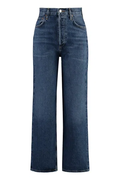 Agolde Ren 5-pocket Straight-leg Jeans In Blue