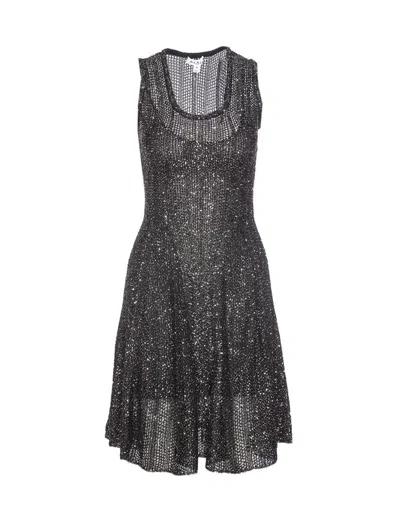 Alaïa Flared Hem Knit Dress In Black