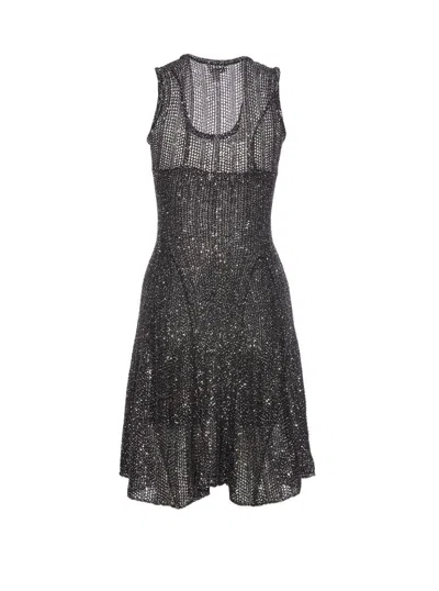 Alaïa Flared Hem Knit Dress In Black