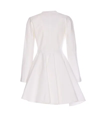Alaïa Womens Spiral-belt Pleated Cotton-poplin Mini Dress Blanc