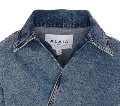 Alaïa Cropped Denim Jacket With Classic Collar