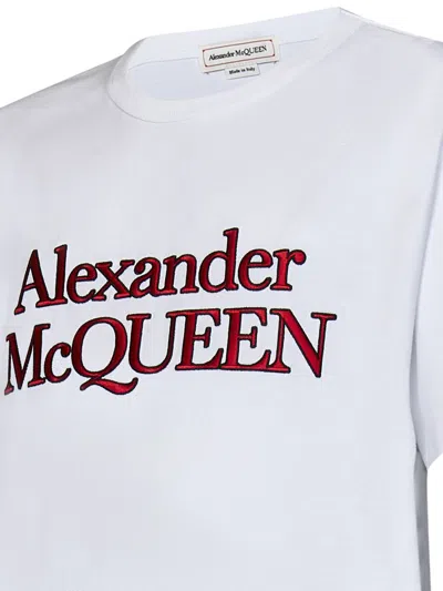 Alexander Mcqueen Loose Fit Cotton T-shirt With Crew Neck And Lateral Slits In White