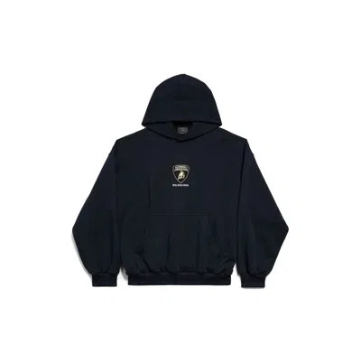 Balenciaga Black Hoodie With Fixed Hood And Logo Print On The Front In Cotton Man