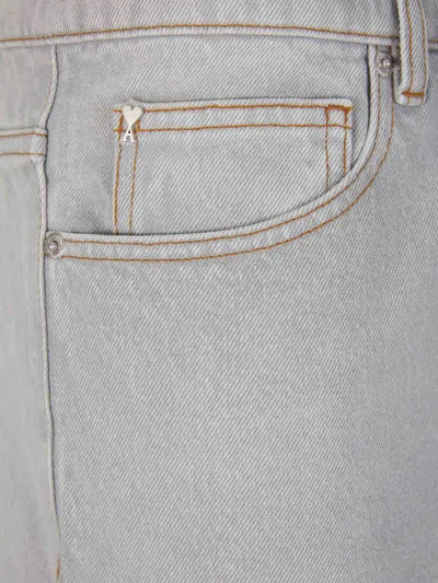 Ami Alexandre Mattiussi Cropped Tapered Jeans Grey In White
