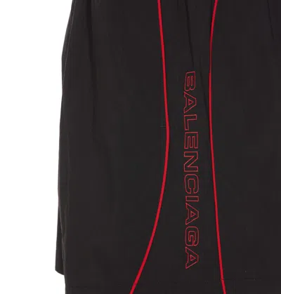 Balenciaga Logo Bermuda Shorts With Adjustable Waist In Black