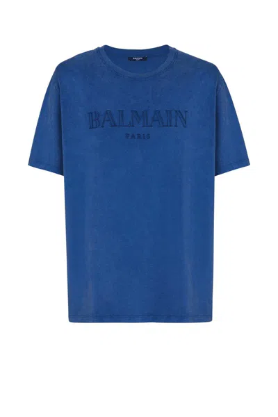 Balmain Loose Ss T-shirt Clothing In Blue