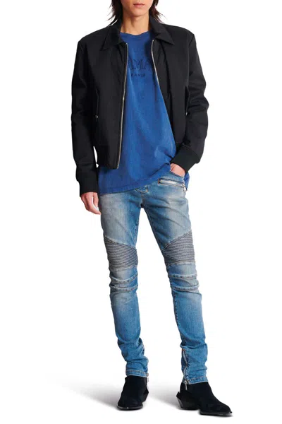 Balmain Loose Ss T-shirt Clothing In Blue