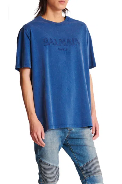 Balmain Loose Ss T-shirt Clothing In Blue