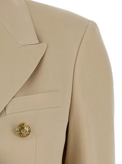 Golden Goose Beige Double-breasted Blazer With Peak Revers In Wool Woman In Neutral