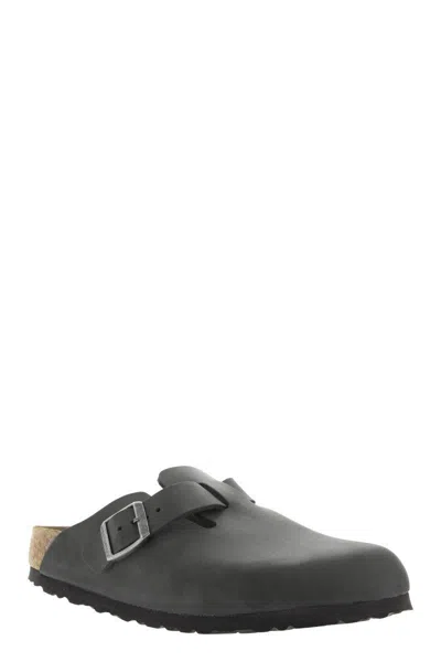 Birkenstock Boston 0059461 Clogs Women's 6 Black Leather Slip On Shoes Zpo3267 In Gray