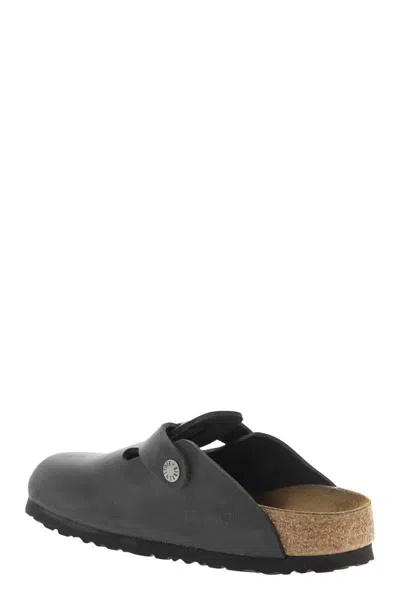 Birkenstock Boston 0059461 Clogs Women's 6 Black Leather Slip On Shoes Zpo3267 In Gray